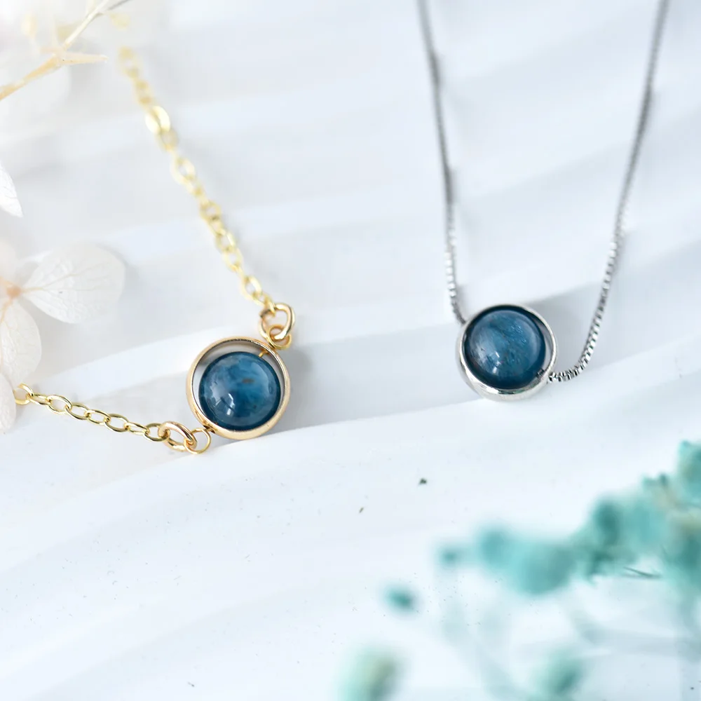 ITSMOS Apatit-Anhänger-Halskette, Erde, Mondlicht, minimalistische natürliche Halskette für Damen, Schmuck, Edelstein, handgefertigt