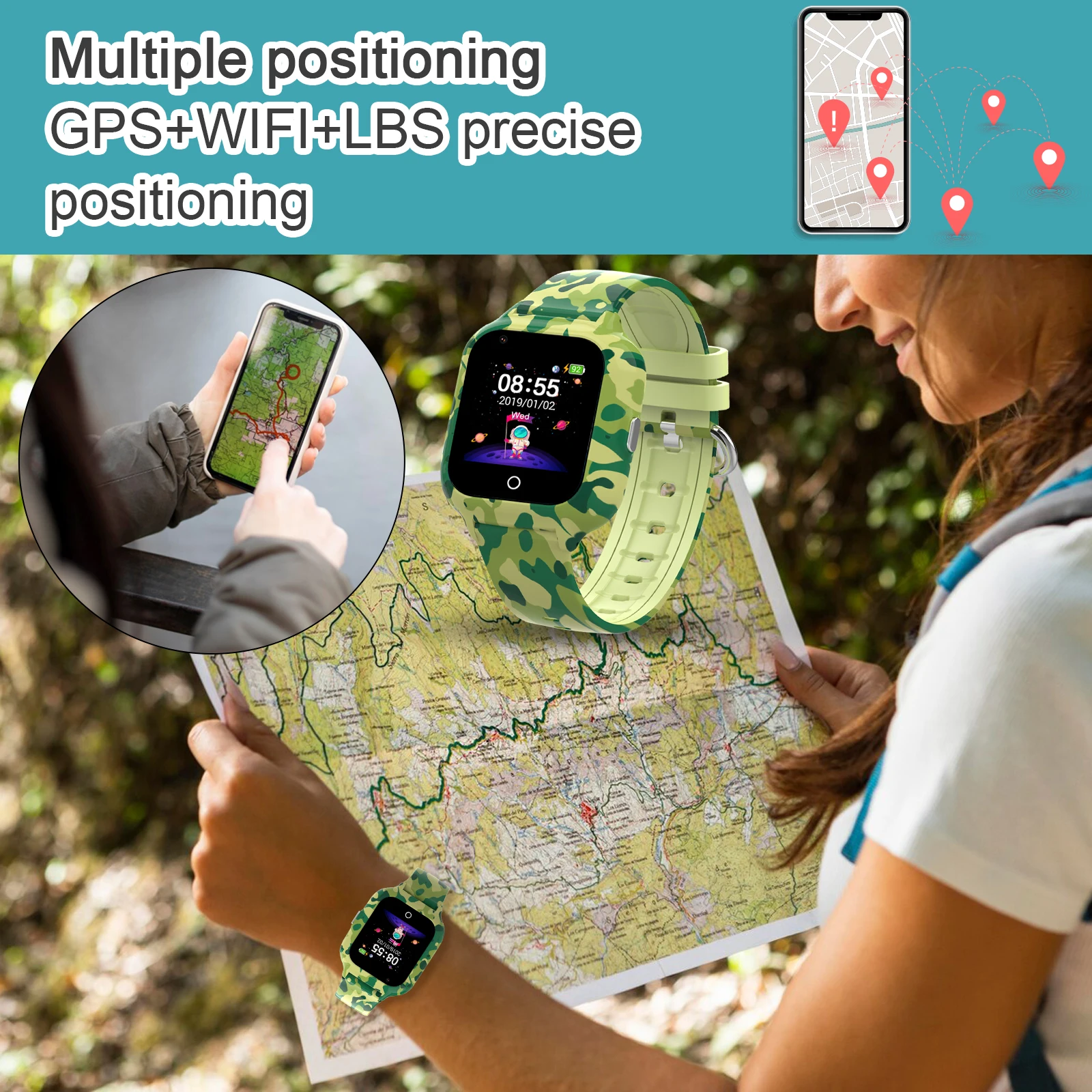 Wonlex 4G الأطفال ساعة ذكية GPS واي فاي شاشة الكاميرا المقتفي مكالمة فيديو KT22s SOS بلوتوث مخزن APP WhatsApp SmartWatch Kids