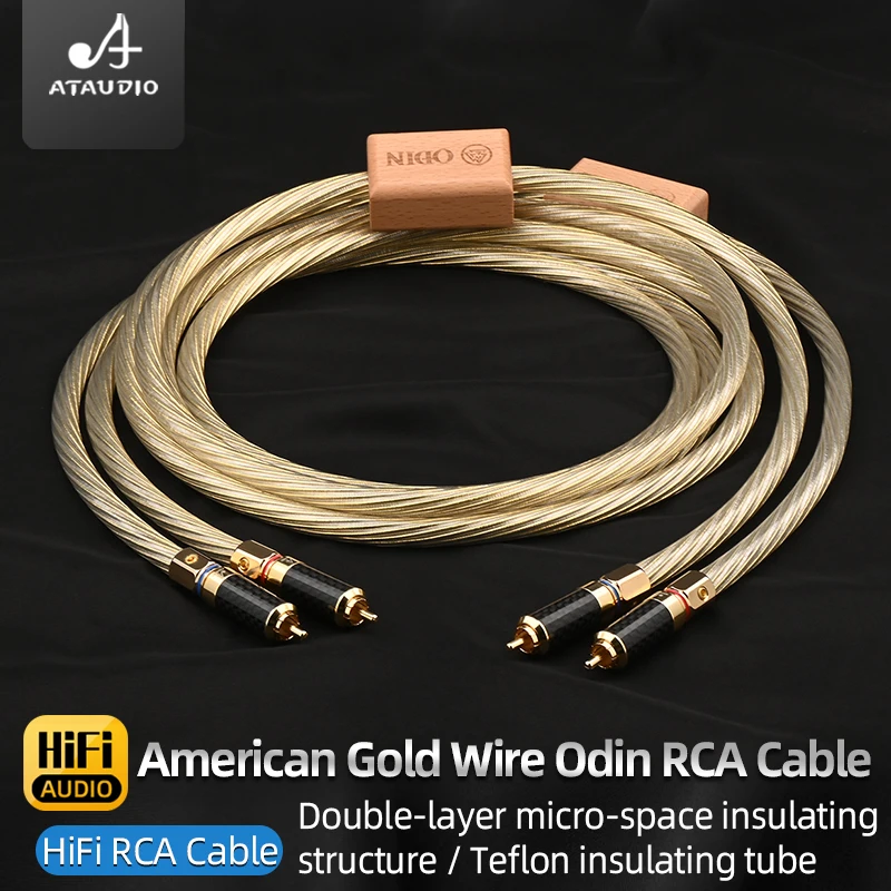 

One Pair Gold Odin RCA Audio Cable High Quality 8N OCC HiFi 2RCA to 2RCA Interconnect Cable Male to Male for CD Amplifier