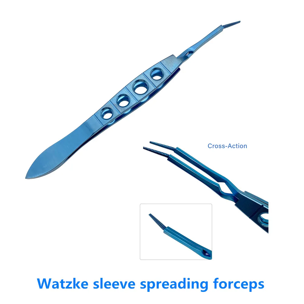 

Ophthalmic Instrument Titanium Watzke Sleeve Spreading Forceps Angled Cross-Action Double Eyelid Tweezers