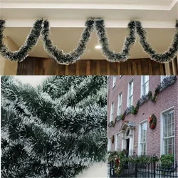 2M Green and White Border Christmas Decoration Bar Top Ribbon Wreath Tree Drop Ornaments Cane Wire Festive Party Supplies