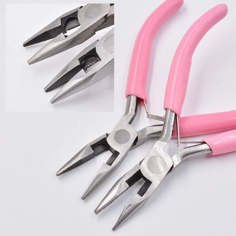 Cute Pink Color Handle Anti-slip Splicing and Fixing Jewelry Pliers Tools & Equipment Kit for DIY Jewelery Accessory Design