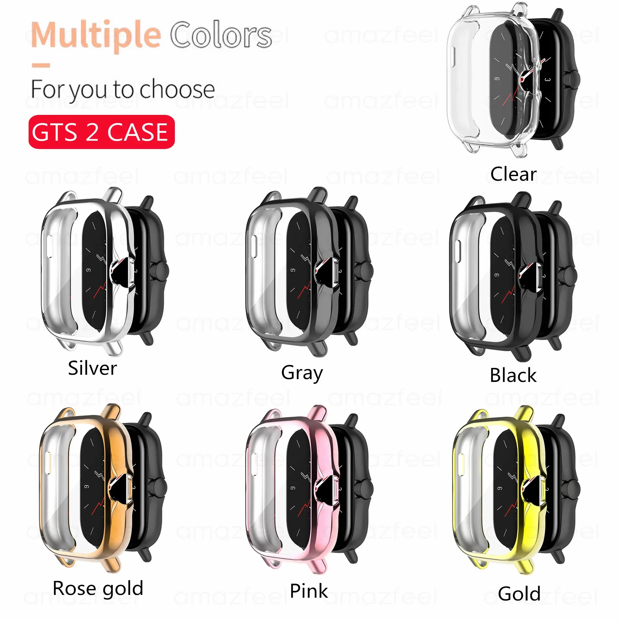 50 Pcs Protector Case for Amazfit GTS 2 2e/ GTS 2 mini/ GTS 3 Smart Watch Screen Protector Case Cover Film TPU Protective Bumper