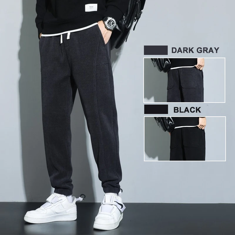 

Autumn Winter Men's Casual Pants Fashion Drawstring Pants Workout Running Sports Trousers Loose High Street Elastic Casual Pants