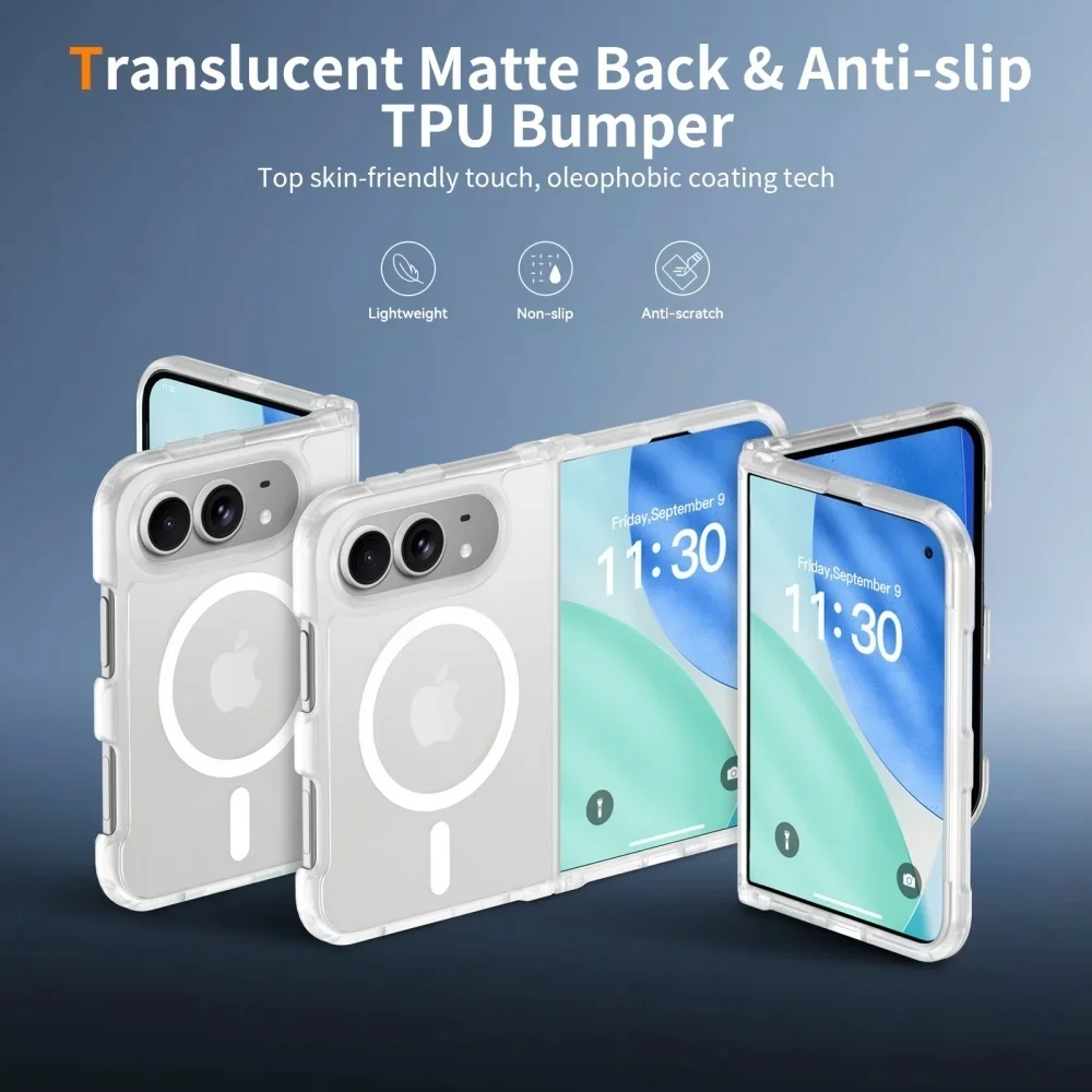 Slim Matte Translucent For Magsafe Case For iPhone Duo duo DUO Fold Wireless Charging Shockproof Back Front PC Hard Cover
