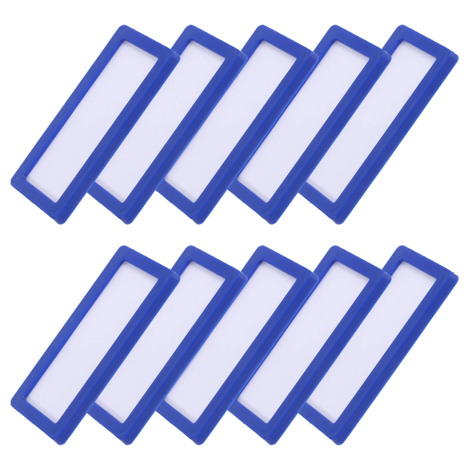 

10 pcs Office File Label Holder Magnetic Reusable Plastic Tags Rubber Name Badge Binder Index Card Pocket Shelf Organizer Blue