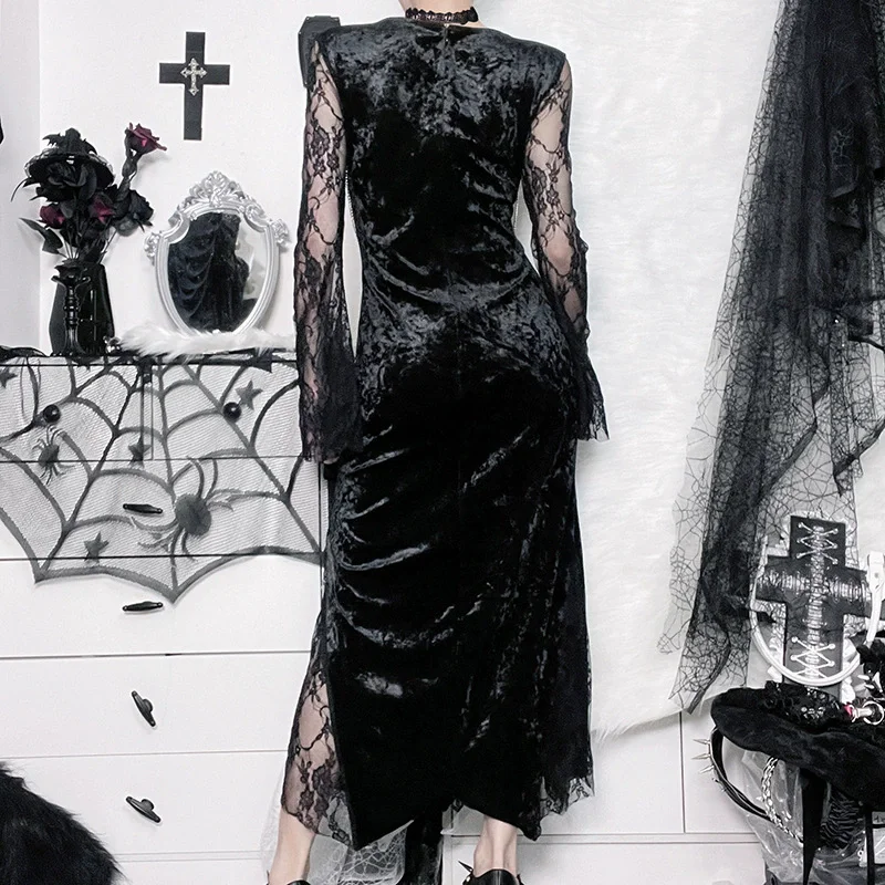Gothic Dress Grunge Velvet Vintage Tops For Women Goth Dark Elegant Mall Gothic Women Evening Dresses