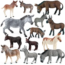 Oenux Forest Wild Animals Donkey Action Figure Model Farm Scene Decoration Figurines Collection Education Toy For Kids Gift