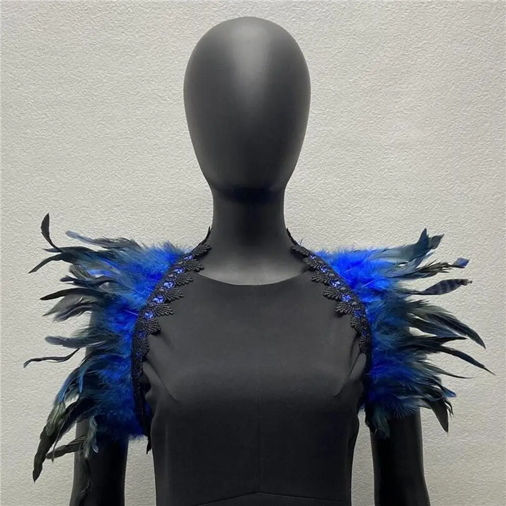 Feather Shawl Cosplay Feather Shrug Shawl Soft Lace Shoulder Wrap Cape for Stage Performance Party Costume Adjustable Body Decor