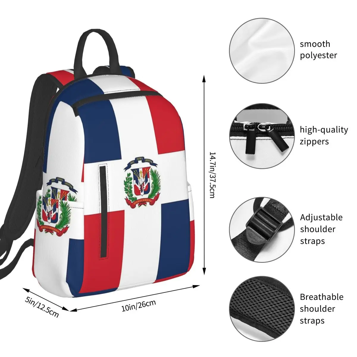 Dominican Republic Flag Gifts, Stickers And Other Products Backpack Student BookBag Boys Girls School Bag Computer Shoulder