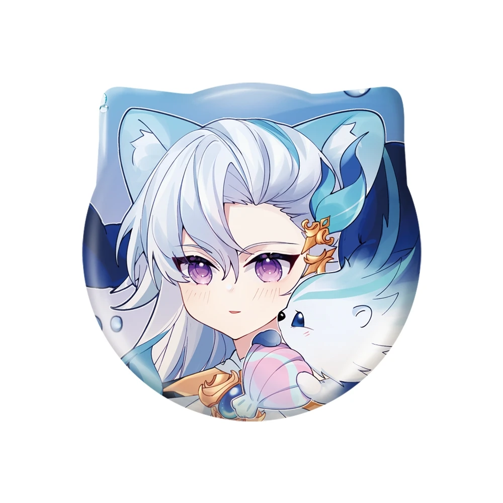 Anime Genshin Impact Neuvillette Game Cosplay Cat Keychain Tinplate Badge Smacking Pendant  Ambitus Laser Gift