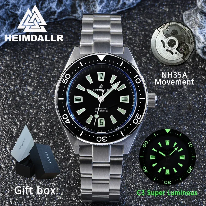 Heimdallr H14 Dive Watch NH35A Automatic Movement Ceramic Bezel Sapphire Glass Luminous 30Bar Waterproof Original Mens Watch