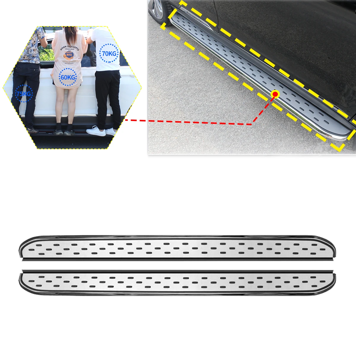 2PCS Side Step fits for Hyundai Santa Fe 2024 2025 Running Board Nerf Bars Stairs Aluminium Pedal