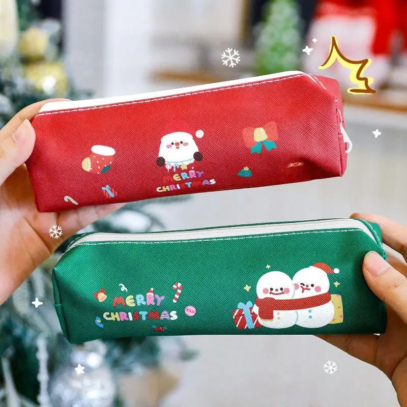 

Cartoon Christmas Pencil Bag Cute Santa Claus Snowman Large Capacity Pencil Bag Student Stationery Storage Bag Prize Gift