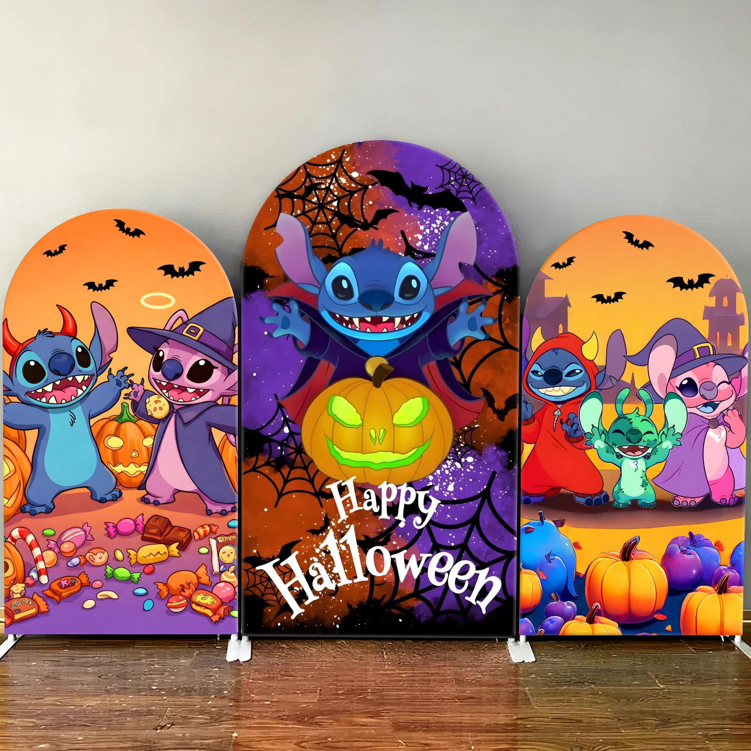 

TB Stitch Theme Arch Backdrop Cover Happy Halloween Kids Birthday Party Decor Baby Shower Photo Background Wall Elastic Fabric