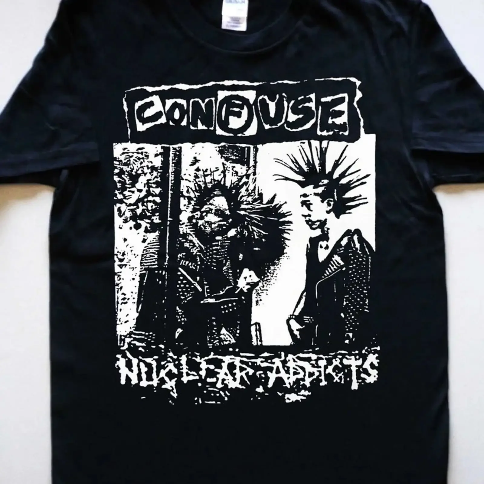 CONFUSE Nuclear Addict T Shirt Gai Screaming Noise Hardcore Punk UK01 vintage Washed Top For Everyday Wear Slightly streetwear
