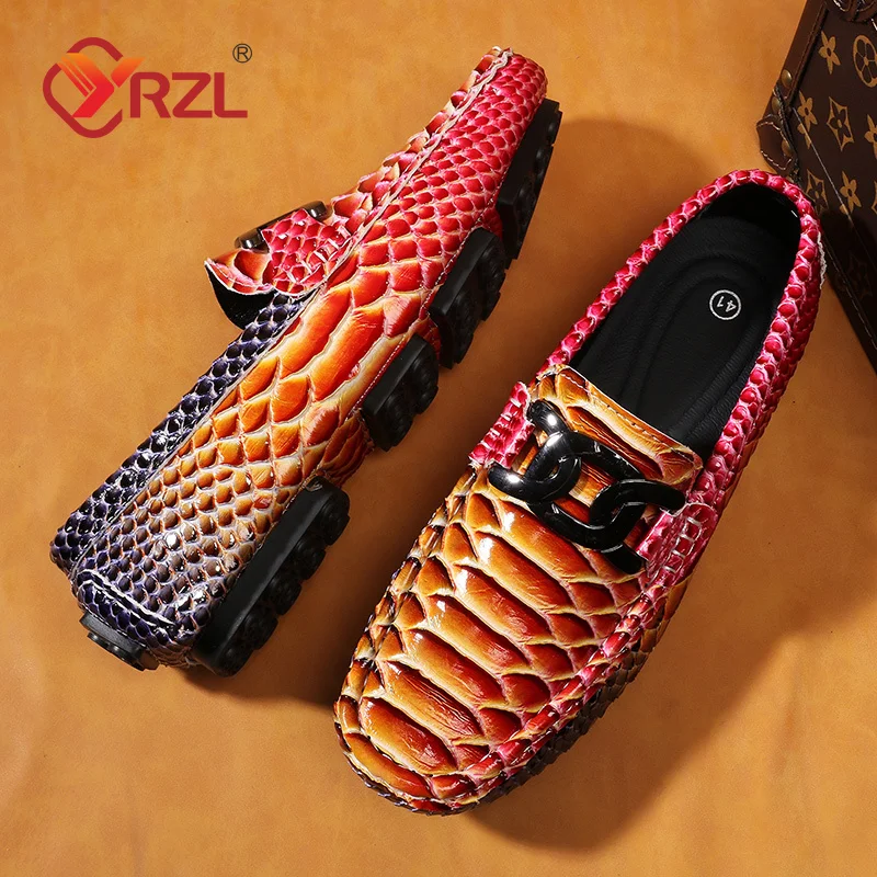 YRZL Loafers Men Comfort Soft Moccasins High Quality Handmade PU Leather Shoes Men Flat Driving Shoes Size 48 Loafers for Men