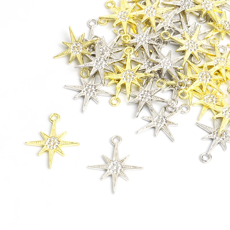 10pcs Fashion Crystals North Star Charms Shining Star Rhinestone Pendant Jewelry Making DIY Bracelets Necklace Earrings Supplies