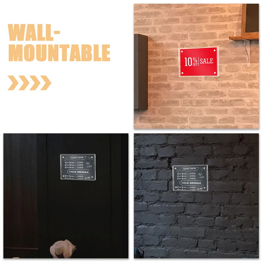 حامل عرض شفاف من الأكريليك حامل علامة مغناطيسي مزدوج الجوانب لترخيص الأعمال على سطح الطاولة ومطعم المكتب