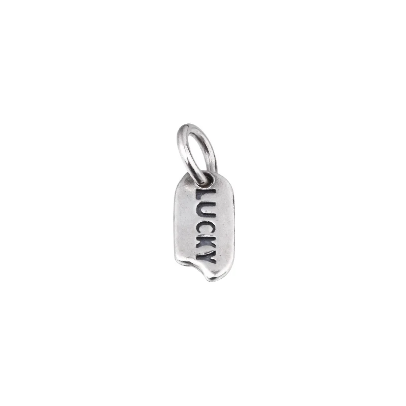S925 Sterling Silver Vintage diy Material Accessory LUCKY Lucky Pendant DIY Material Bracelet Pendant Accessory