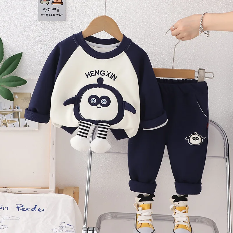 2024 Fall Baby Boys Designer Luxury Clothes Christmans Outfits for Boy Cartoon Pullover Long Sleeve Hoodies and Pants Kids Set