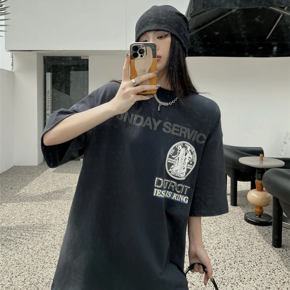 Frog drift Streetwear Kanye West Sunday Service Jesus Is King Oversized Summer Loose Cotton Tee Tops T shirt for men