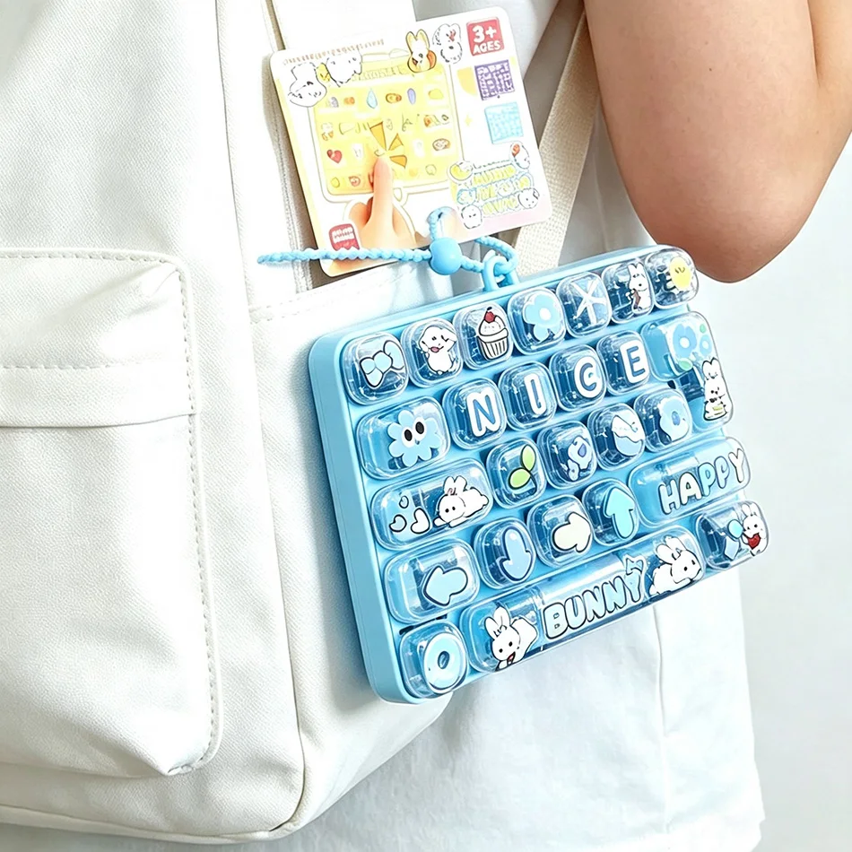 26Grid Keycap Clicker Anti‑Stress Fidget Keyboard Keychain Decompression Button Cute Dog Hand Relax Party Favor Gift