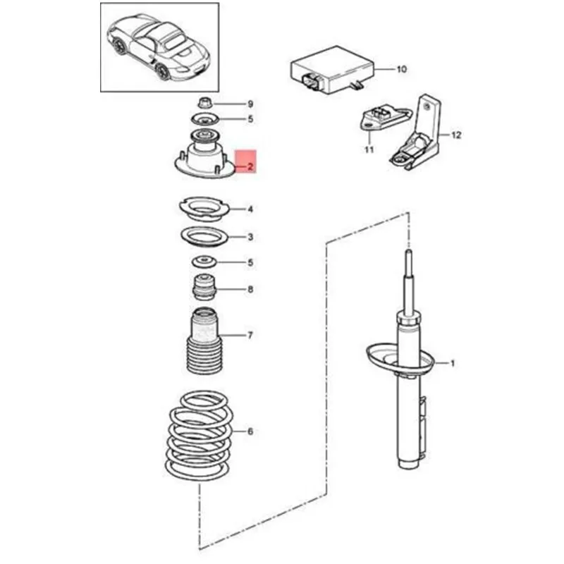 98733305900 98633305903 98633305904 Rear Upper Shock Strut Mount  For Porsche 986 987 Boxster Cayman  1996-2013