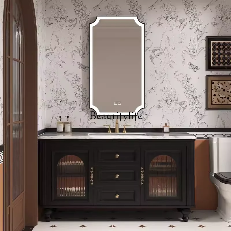 

Oak floor-to-ceiling bathroom cabinet combination washstand bathroom cabinet customization