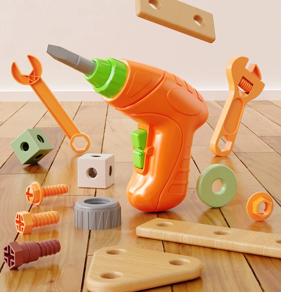 صندوق أدوات إصلاح محاكاة ألغاز الأطفال، لعبة تجميع المنزل، مثقاب كهربائي، مفك براغي، مجموعة صامولة-158 قطعة