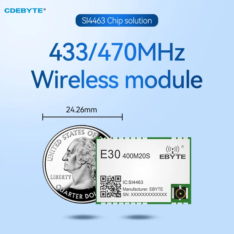 En Stock SI4463 Módulo inalámbrico de 433/470MHz de largo alcance 2,5 KM E30-400M20S(4463) 100mW IPEX/antena con orificio para sello módulo inalámbrico SPI