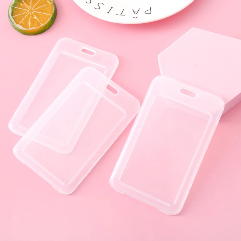 ABS Vertical Transparent Card Holder Durable Accessories Mini Pass Work Card Cover Case Transparent Plastic ID Tag Badge Holder