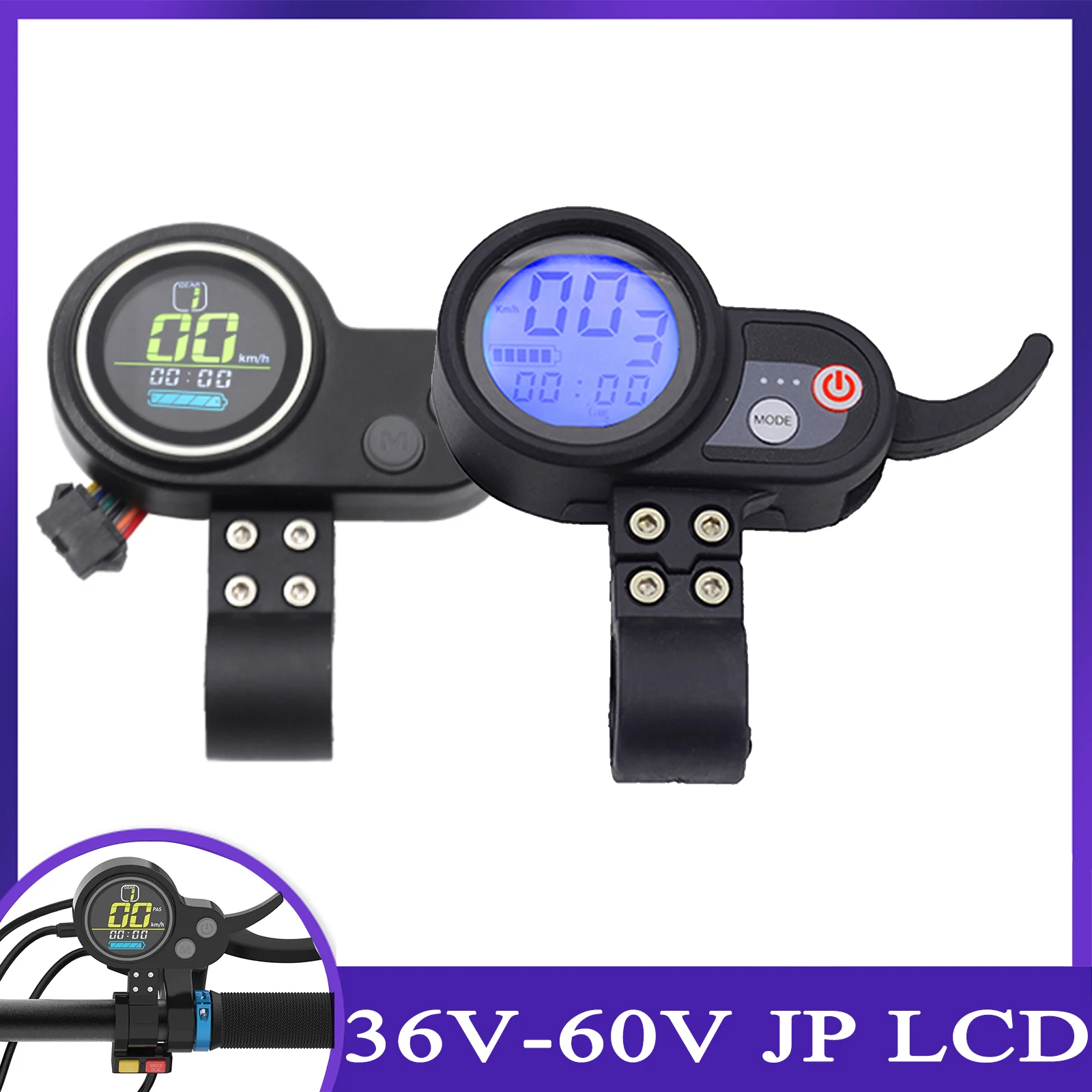 Electric Scooter LCD Display JP Throttle 36V 48V 52V 60V With USB Charging Shift Switch Accelerator