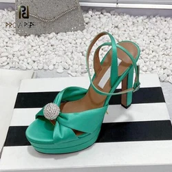 Super High Heel Platform Women Sexy Sandal Shoes Clear PVC Crystal Decor Sling Back Fashion Party Runway Sapatos Dress Shoe