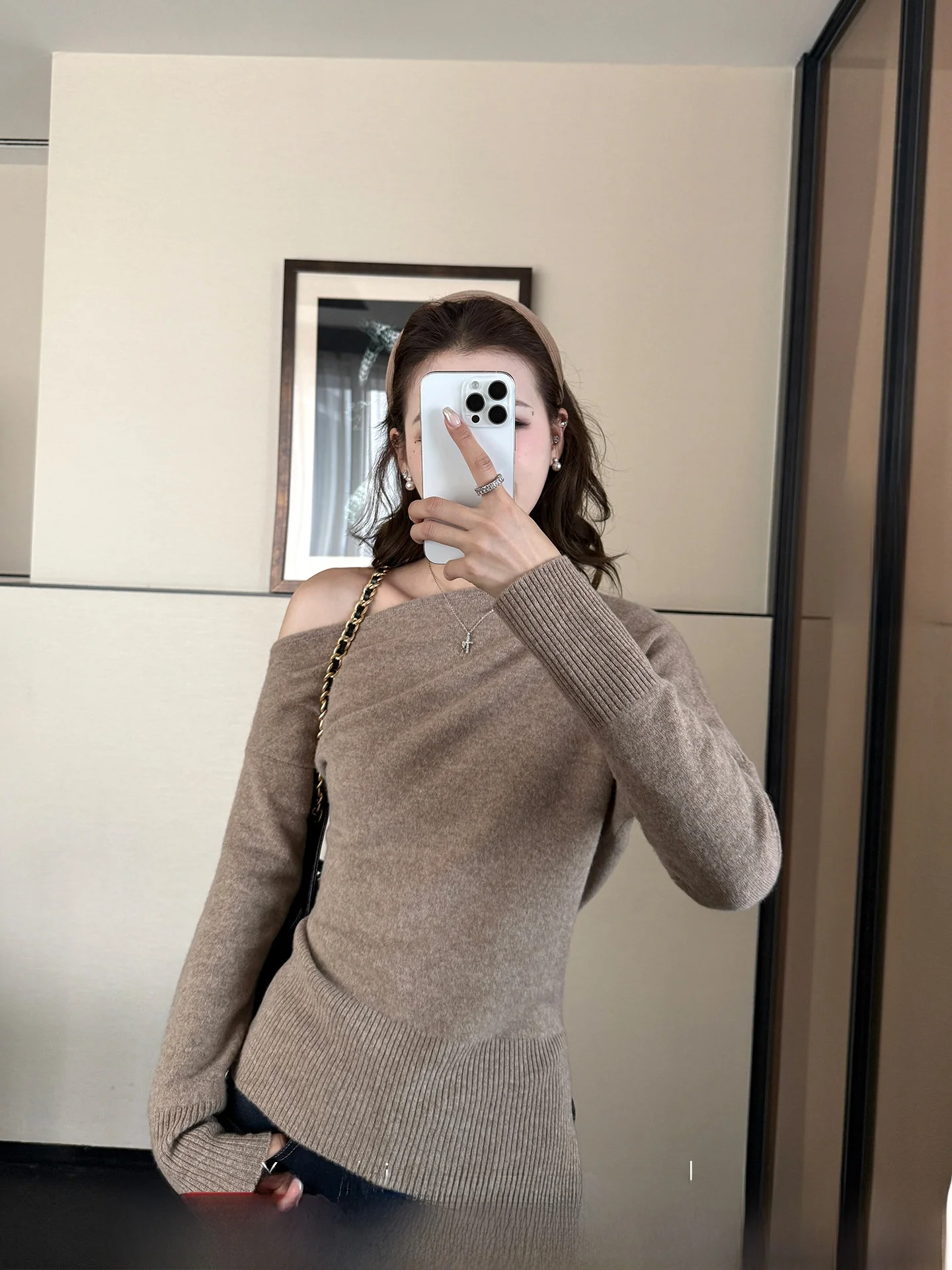 

Xzichic 100% шерстяной вязаный женский топ с длинными рукавами и открытыми плечами, осенне-зимний повседневный модный трикотаж