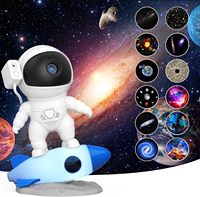 Astronaut Rocket Star Projector 12 in 1 Galaxy Projector Night Light 360° Rotating Starry LED Lamp For Kids Home Bedroom Gift