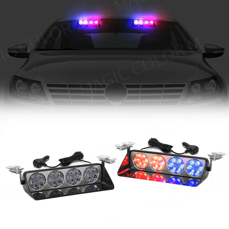 GEFENSI 1 PCS Luz de advertência estroboscópica para carro Luzes piscantes Lâmpada 4 LED Auto Pisca de emergência para veículo Caminhão Motocicleta Nevoeiro Vermelho Blu