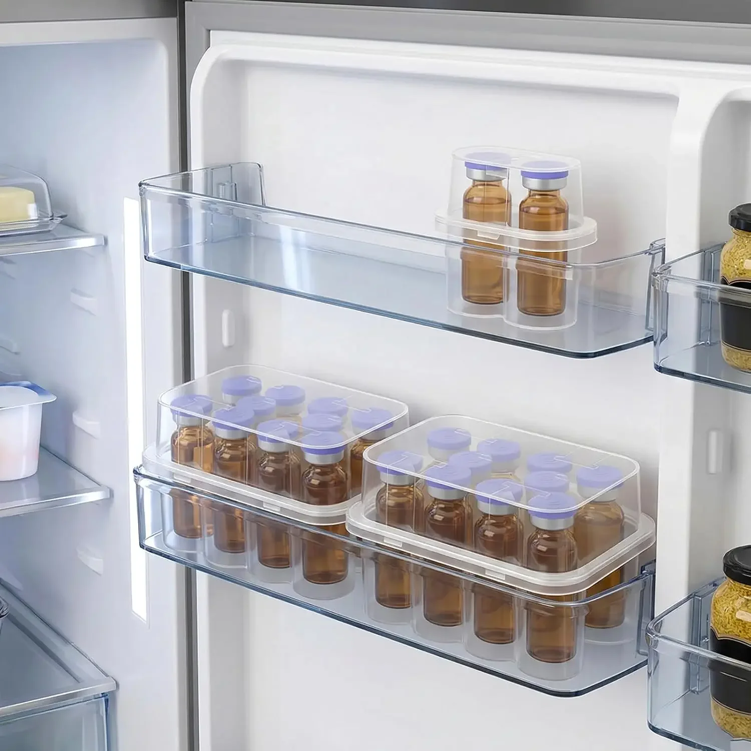 Peptid-Aufbewahrungsbox 2-Fach Penicillin-Fläschchen-Etui für Kühlschrank-Organizer Tragbarer 3ml Glasfläschchen-Mikrotuben-Sicherhalter Boxen – Detail 8