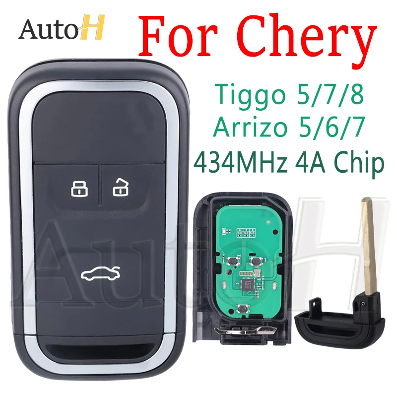 Auto Smart Control Key 434Mhz for New Chery Tiggo 5 7 8 Arrizo 5 6 7 4A Chip OEM Origin 3 Buttons Intelligent Car Remote Key