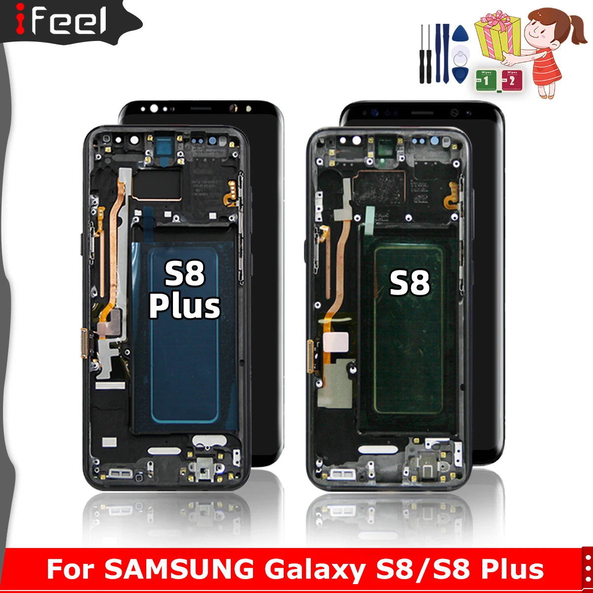 100%test TFT For Samsung Galaxy S8 Plus G955 G955F LCD Display Touch Screen Digitizer For SAMSUNG S8 G9500 Lcd Screen With Frame