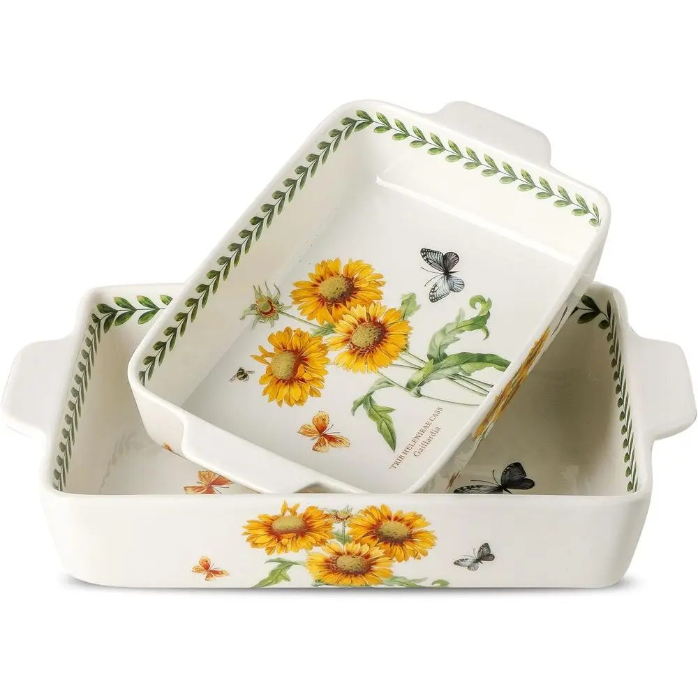 

Large 2 Piece 8x13 and 6x10 Inch Lasagna Dish and Planter Baking Pan, Porcelain Serving Bakeware Set
