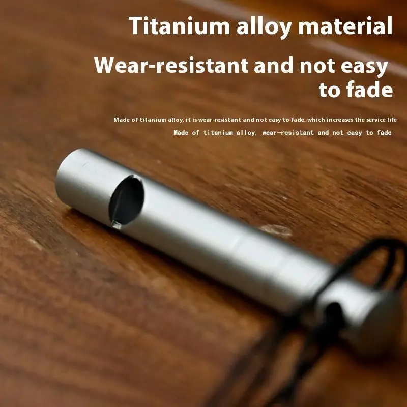 Titanium Alloy Emergency Whistle With Cord Outdoor Survival Safety Whistle Camping Hiking Trip Exploring Whistle
