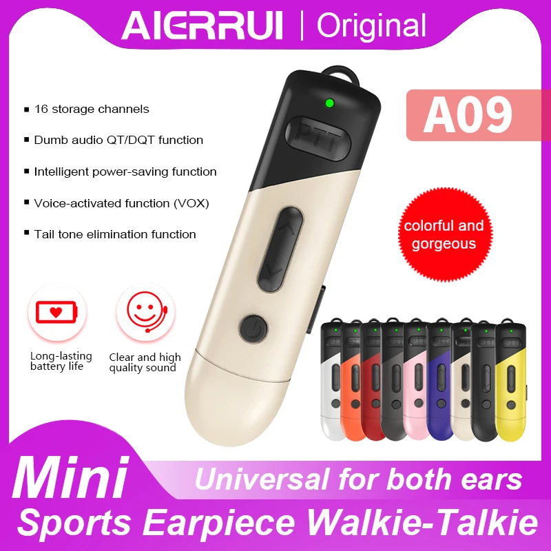 

Aierrui A09 Colorful Mini Portable Ear-Hanging Walkie-Talkie for Hair Salons Hotels KTV Restaurants Beauty Salons 4S