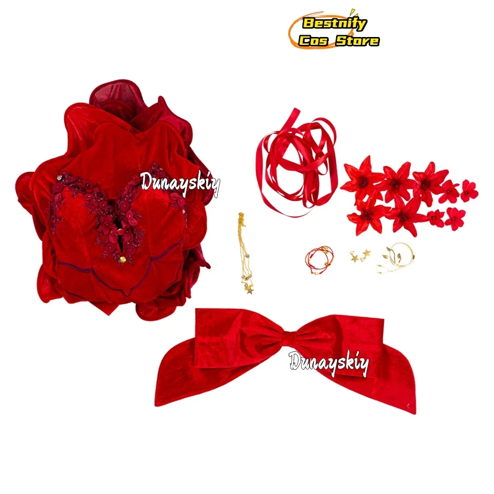 CosplayAerith Gainsborough Women Cosplay Costume Anime Game Fantasy VII Wig Sexy Red Dresses Women's Lolita Skirt Role-playing S