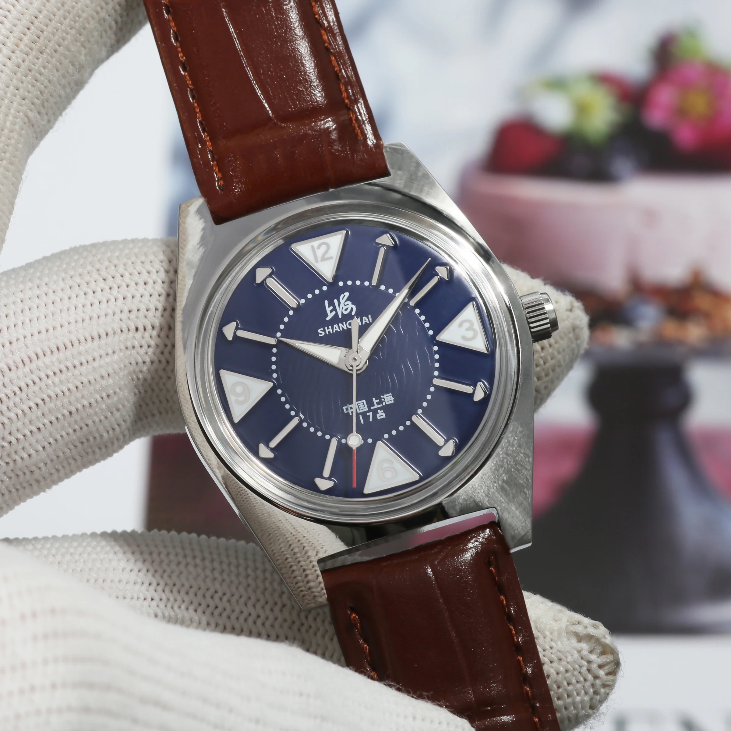 Men's watch shanghai 7120 Hand-Wind Mechanical Watch Men 36mm Retro Business Timepiece Classic Simple Look