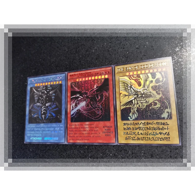 Diy 3Pcs/set Yu-Gi-Oh! Board Game Card Homemade Egyptian God Anime Characters Bronzing Collection Card Kids Toys Christmas Gift