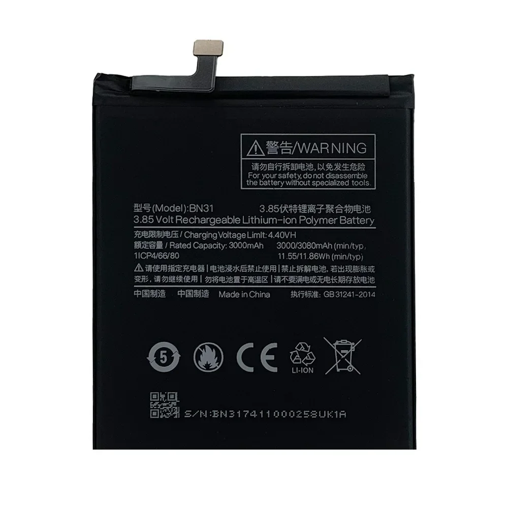 Phone Battery For Redmi Note 5A Prime S2 Battery Xiaomi Mi 5X A1 Mi5X BN31 Replacement Bateria 5A Pro Y1 MiA1 S2