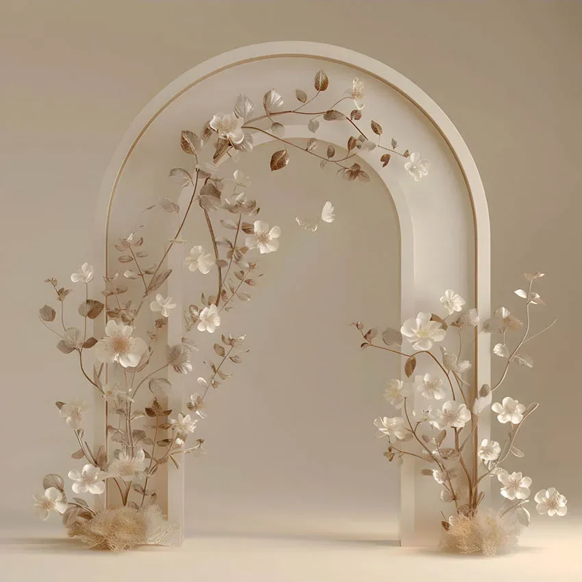 Mehofond Photography Background Beige Floral Arch Textures Adult Birthday Wedding Maternity Portrait Decor Backdrop Photo Studio