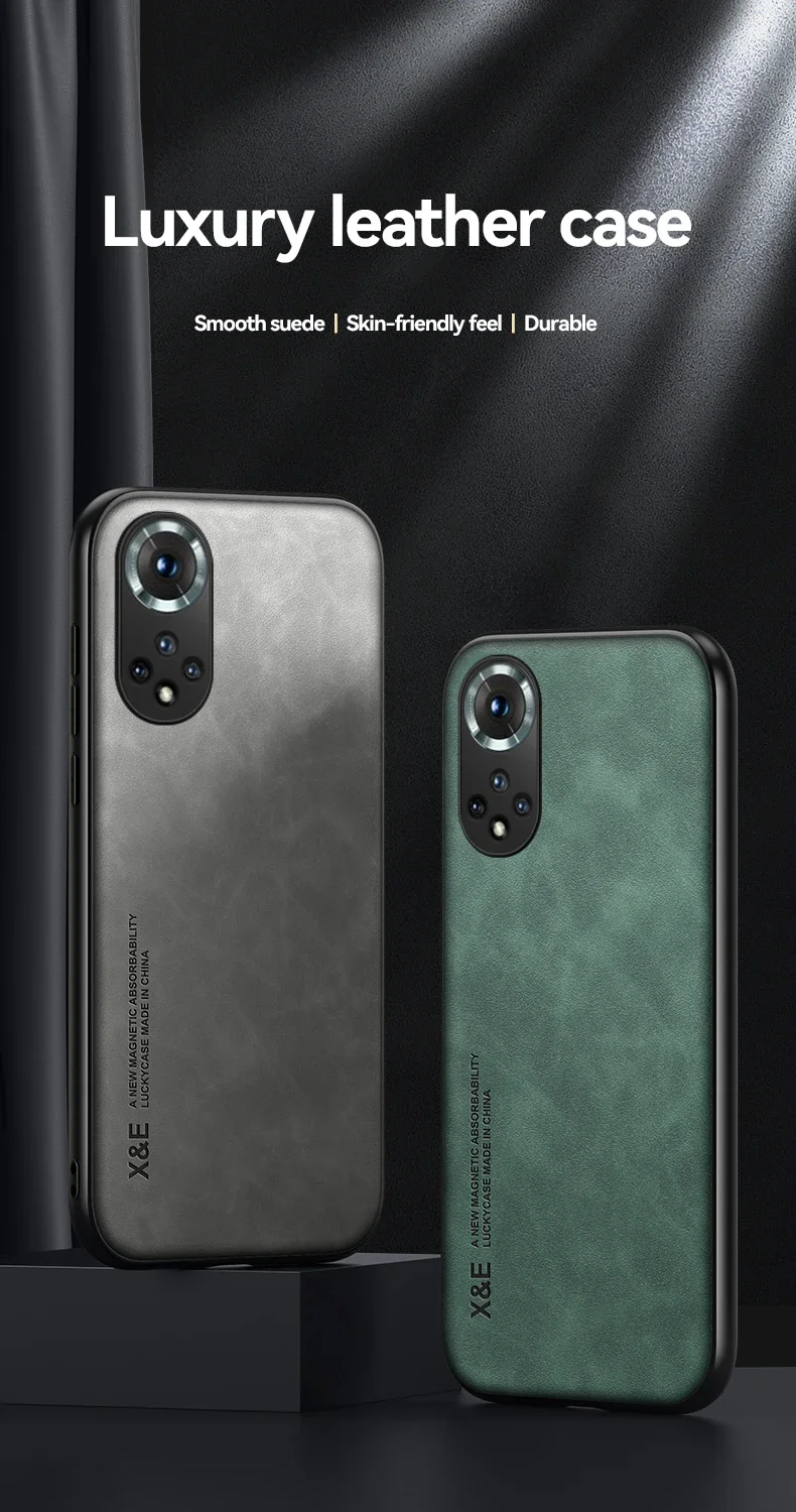 Leather Magnetic Case For Huawei Honor 90 50 20 70 Pro Nova 5T P30 P20 Honor50 Honor20 Full Protective Cover With Metal Plate on