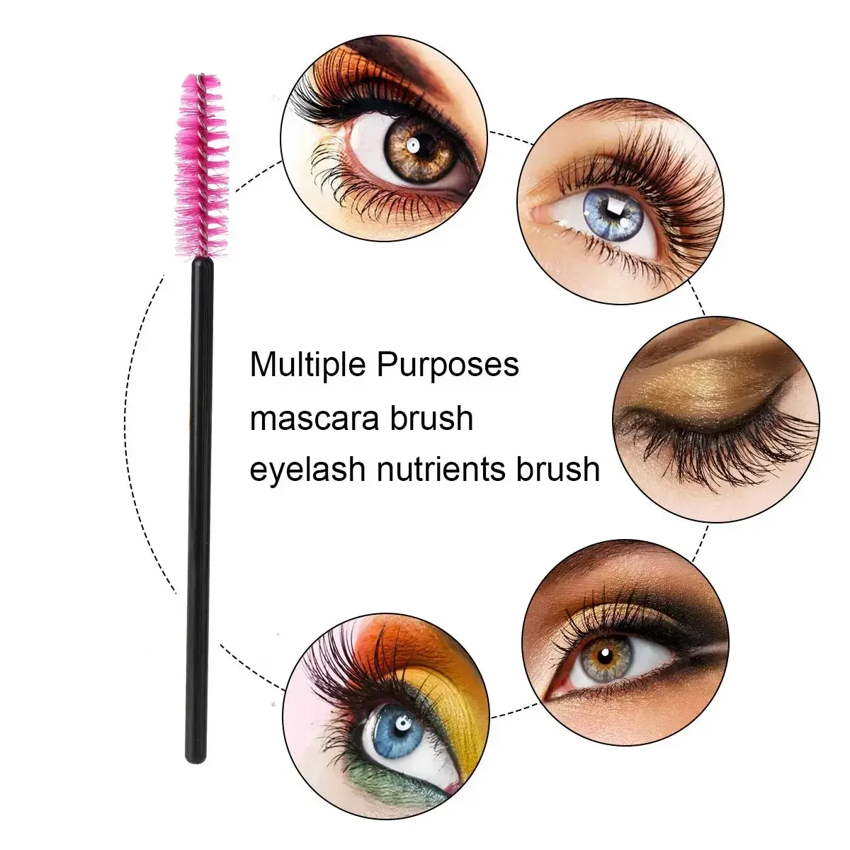 100 pçs descartável micro extensão de cílios kit de maquiagem escova de cílios rímel varinhas aplicador spoolers sobrancelha pente escovas cílios